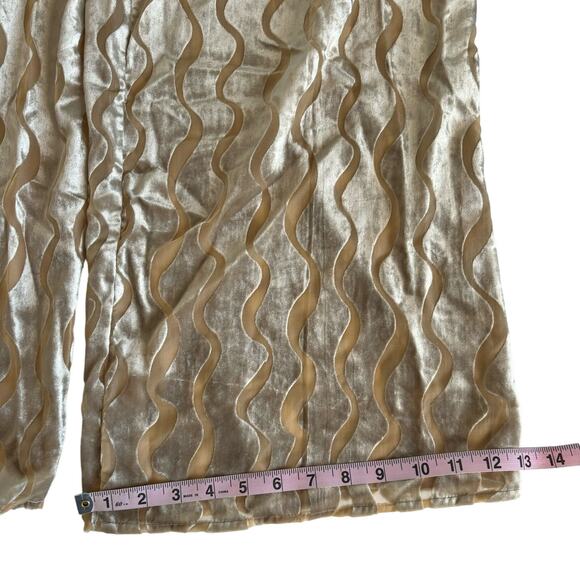 Urban Renewal Parties Remnants Neutral Gold Velvet Burnout Pull On Pants Medium - Picture 7 of 9